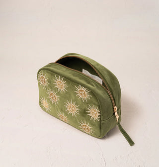 Sun Goddess Velvet Makeup Bag: Fern Green
