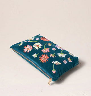 Wildflower Velvet Everyday Pouch: Rich Blue