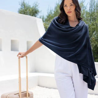 Organic Cotton Travel Scarf: Oxford Blue