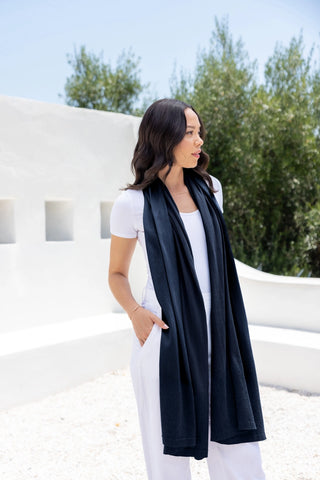 Organic Cotton Travel Scarf: Oxford Blue