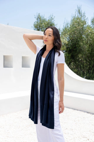 Organic Cotton Travel Scarf: Oxford Blue