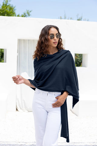 Organic Cotton Travel Scarf: Oxford Blue