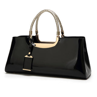 NAVY PATENT LEATHER TOTE