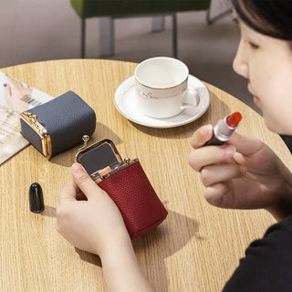 Black Leather Pocket Wallet with Mirror