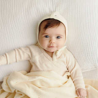 100% Organic Cotton Luxury Organic Blanket + Bonnet Hat Set: Pink