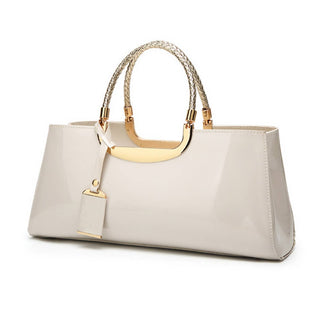 NAVY PATENT LEATHER TOTE