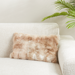 Natural Bubble Faux Fur 12"x20" Pilllow: Cover + Poly Insert