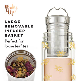 Blair™ Insulated Glass Travel Mug with Tea Infuser Bee