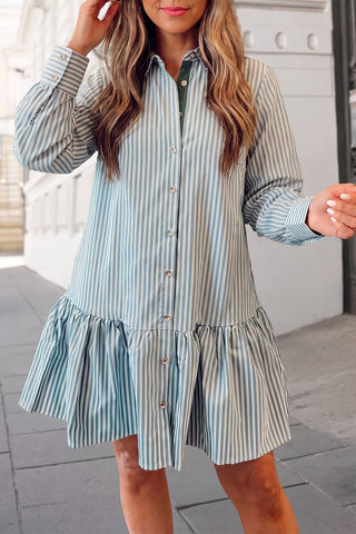 Green Stripe Shift Mini Dress: Small