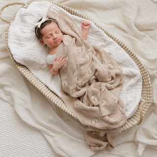 100% Luxury Cotton Receiving Swaddle Baby Blanket - Heart: Baby Blue
