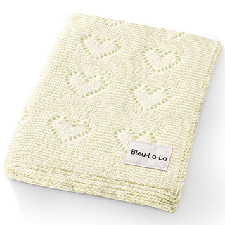 100% Luxury Cotton Receiving Swaddle Baby Blanket - Heart: Pink