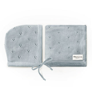 100% Organic Cotton Luxury Organic Blanket + Bonnet Hat Set: Off-White