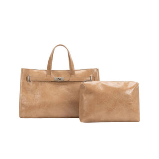Sutton Tan Vegan Leather Tote Bag