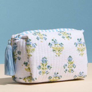 Quilted Floral Cosmetic Pouch