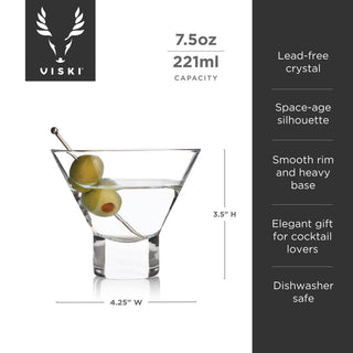 Stemless Crystal Martini Glasses: Set of 4