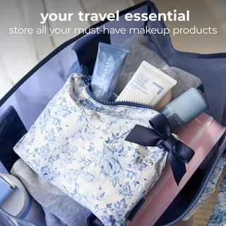 Something Navy Bow Crinkle Case-Mate Makeup Bag