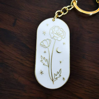 September Aster Birth Flower Keychain