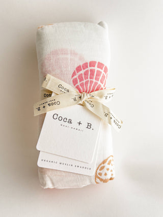 Organic Seashell Baby Swaddle | Coastal Nursery Decor