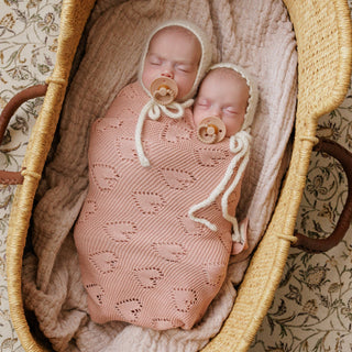 100% Luxury Cotton Receiving Swaddle Baby Blanket - Heart: Pink