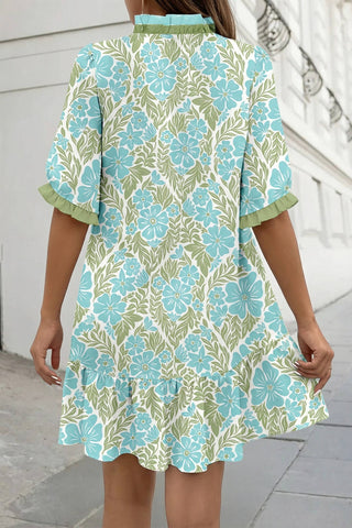 Botanical Ruffle Mini Dress: Medium
