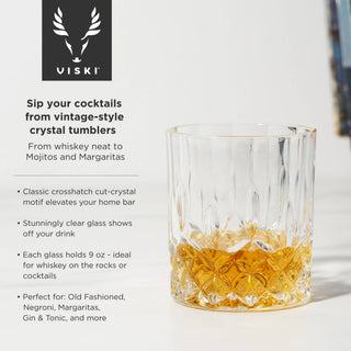 Crystal Whiskey Decanter and Tumblers Set of 3