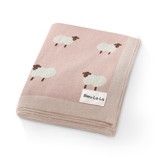 100% Luxury Cotton Receiving Swaddle Baby Blanket - Sheep: Grey