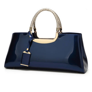 NAVY PATENT LEATHER TOTE