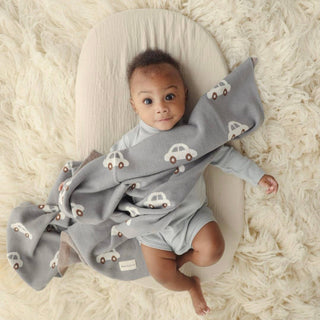 100% Luxury Cotton Receiving Swaddle Baby Blanket - Cars: Oat