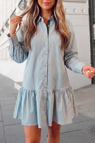 Green Stripe Shift Mini Dress: Large