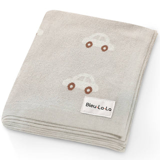 100% Luxury Cotton Receiving Swaddle Baby Blanket - Cars: Oat