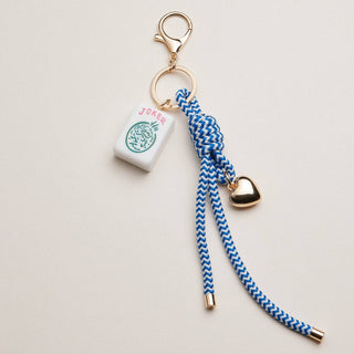 Mahjong Keychain 'Heart Charm & Rope': Blue