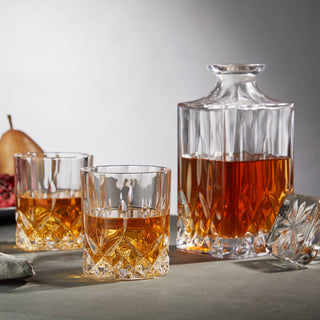 Crystal Whiskey Decanter and Tumblers Set of 3