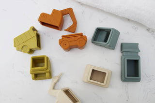 Construction Vehicle Mold Free Silicone Bath Toy Set