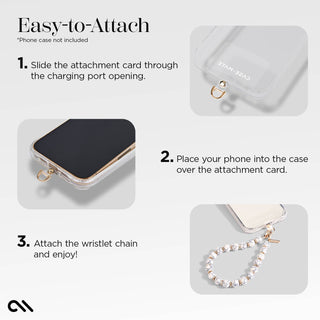 Beaded Marble Phone Charm Wristlet: White Marble
