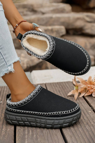 US9.5 (CN41) Black Suede PU Slippers