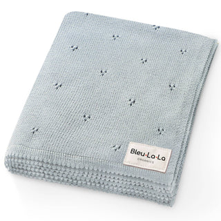 100% Organic Cotton Pointelle Swaddle Receiving Baby Blanket: Powder Blue