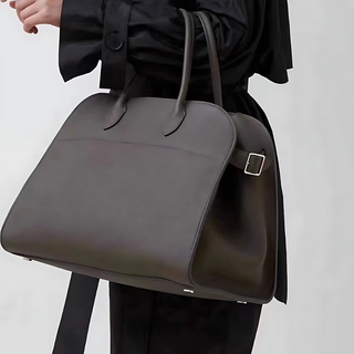 Black Leather Margaux Tote Bag/Work Satchel