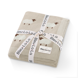 100% Luxury Cotton Receiving Swaddle Baby Blanket - Sheep: Taupe
