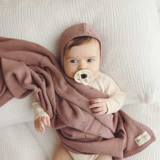 100% Organic Cotton Pointelle Swaddle Receiving Baby Blanket: Powder Blue