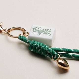 Mahjong Keychain 'Heart Charm & Rope': Green