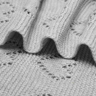 100% Luxury Cotton Receiving Swaddle Baby Blanket - Heart: Baby Blue