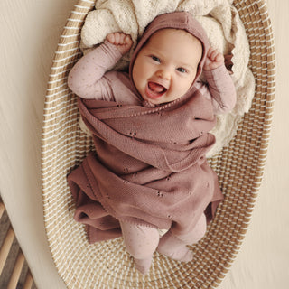 100% Organic Cotton Pointelle Swaddle Receiving Baby Blanket: Butter Cream