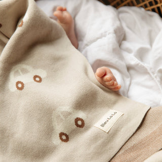 100% Luxury Cotton Receiving Swaddle Baby Blanket - Cars: Baby Blue