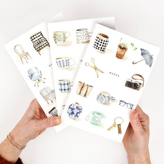Softtouch Cover Notebook with Original Watercolor Artwork: Everyday things