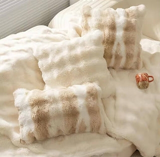 Brown Faux Fur Pillow: 18"x18", Cover + Insert