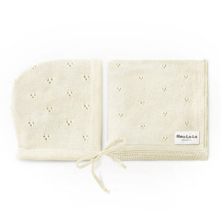 100% Organic Cotton Luxury Organic Blanket + Bonnet Hat Set: Pink