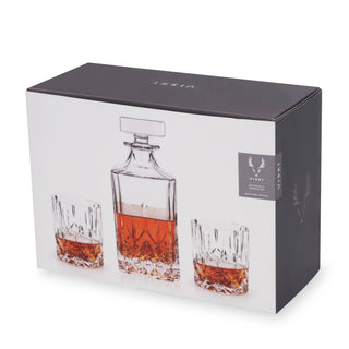 Crystal Whiskey Decanter and Tumblers Set of 3
