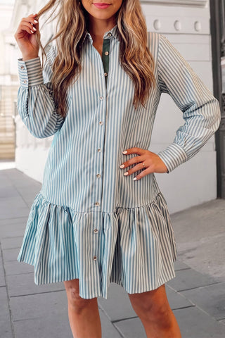 Green Stripe Shift Mini Dress: Small