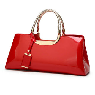 NAVY PATENT LEATHER TOTE