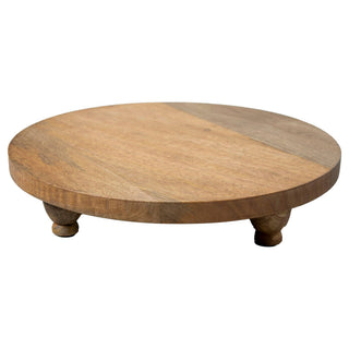 Wood 16" Round Footed Natural Mango Wood Board